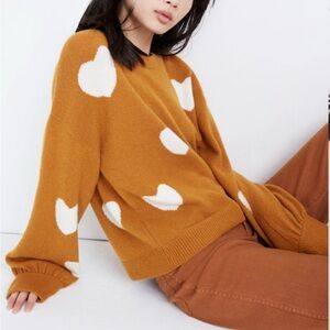 Madewell Hearts Balloon Sleeve Pullover soft sweater women’s S Small Romantic